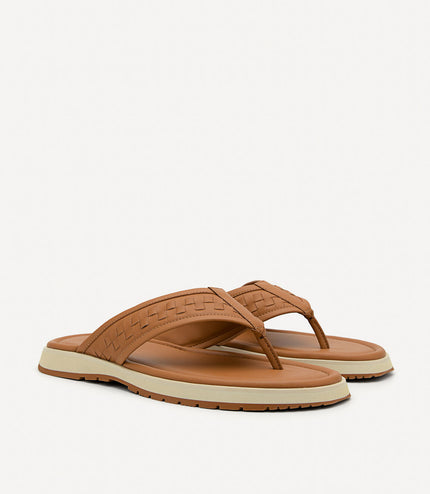 Woven Thong Sandals - Camel