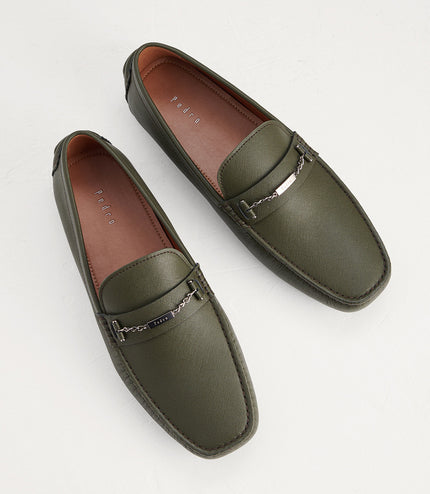 Square Toe Leather Moccasins