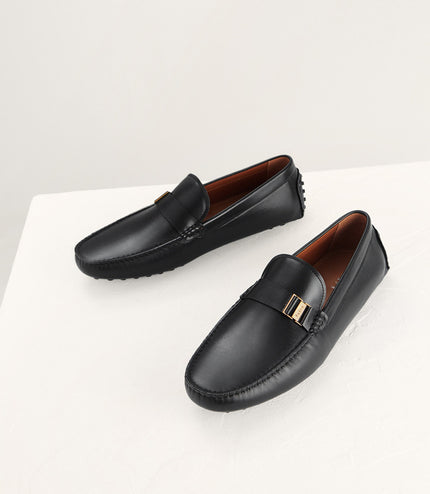 Side Buckled Suede Moccasins
