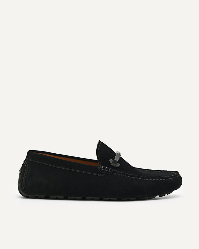 Leather Hardware Moccasins - Black
