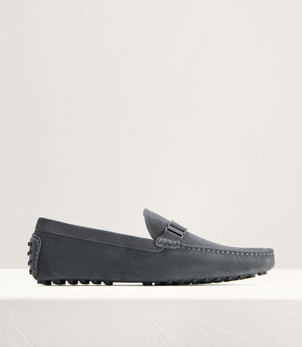 Side Buckled Suede Moccasins