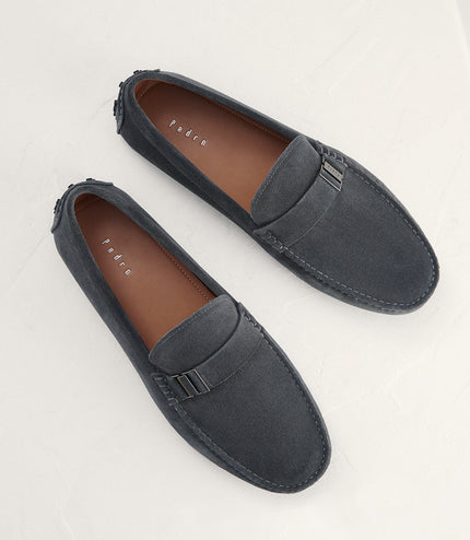 Side Buckled Suede Moccasins