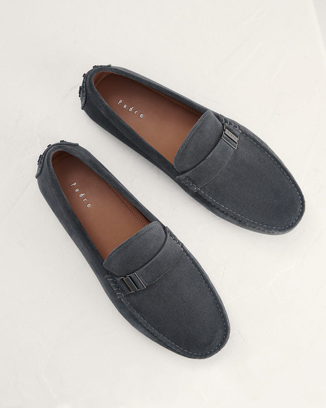 Side Buckled Suede Moccasins