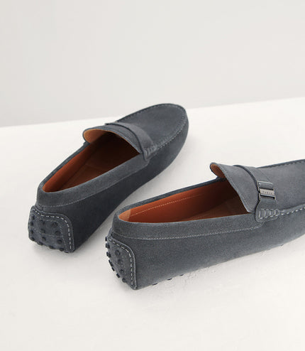 Side Buckled Suede Moccasins