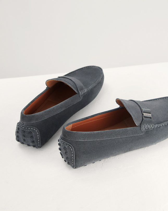 Side Buckled Suede Moccasins