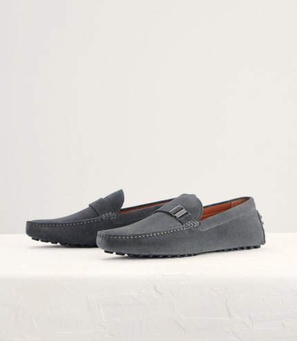 Side Buckled Suede Moccasins