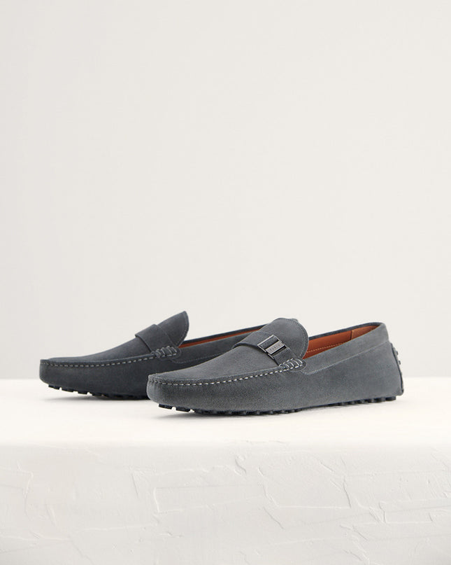 Side Buckled Suede Moccasins