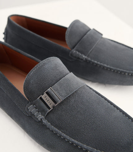 Side Buckled Suede Moccasins