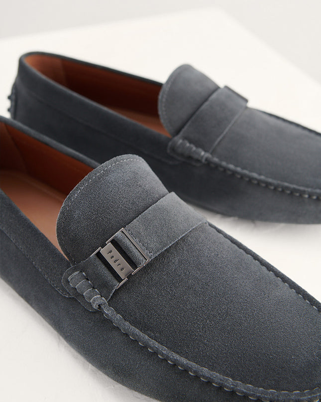 Side Buckled Suede Moccasins