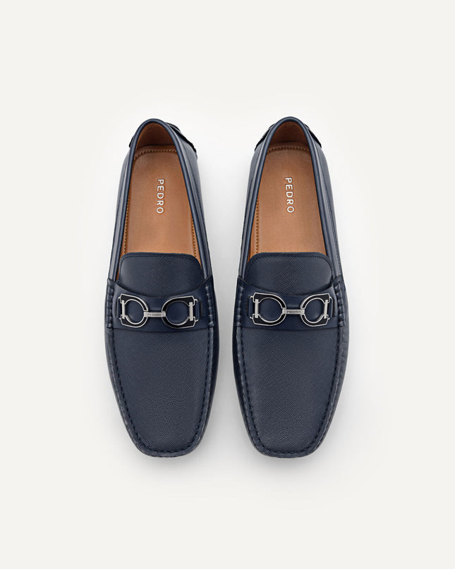Antonio Leather Moccasins - Navy