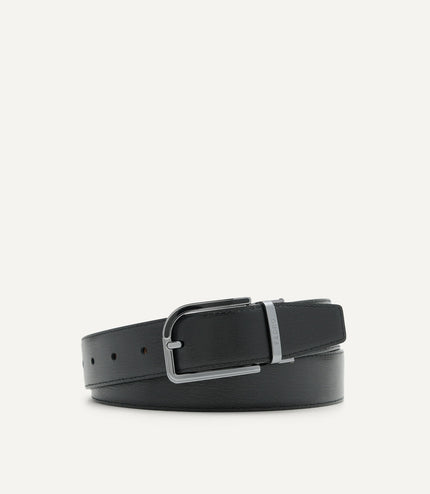 Embossed Leather Reversible Pin Belt