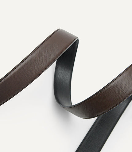 Embossed Leather Reversible Pin Belt