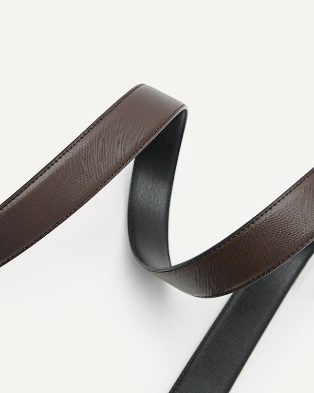 Embossed Leather Reversible Pin Belt