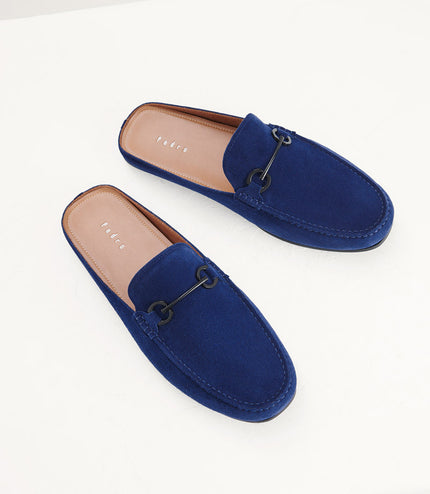 Leather Bit Backless Loafers