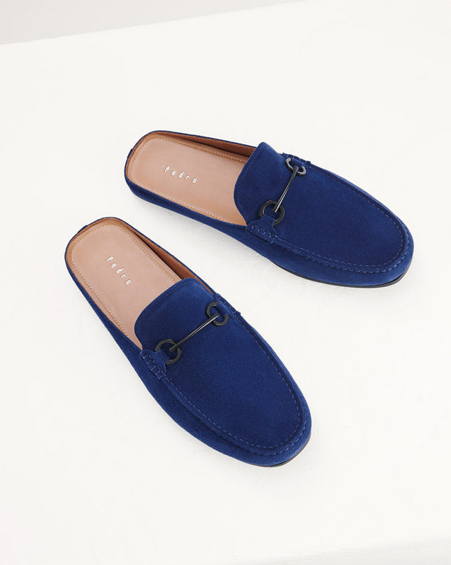 Leather Bit Backless Loafers
