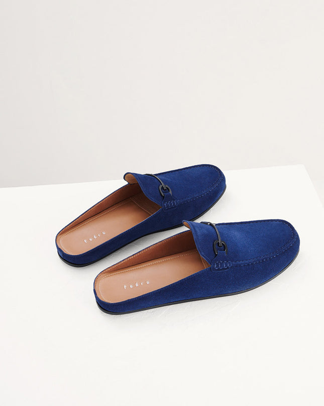 Leather Bit Backless Loafers