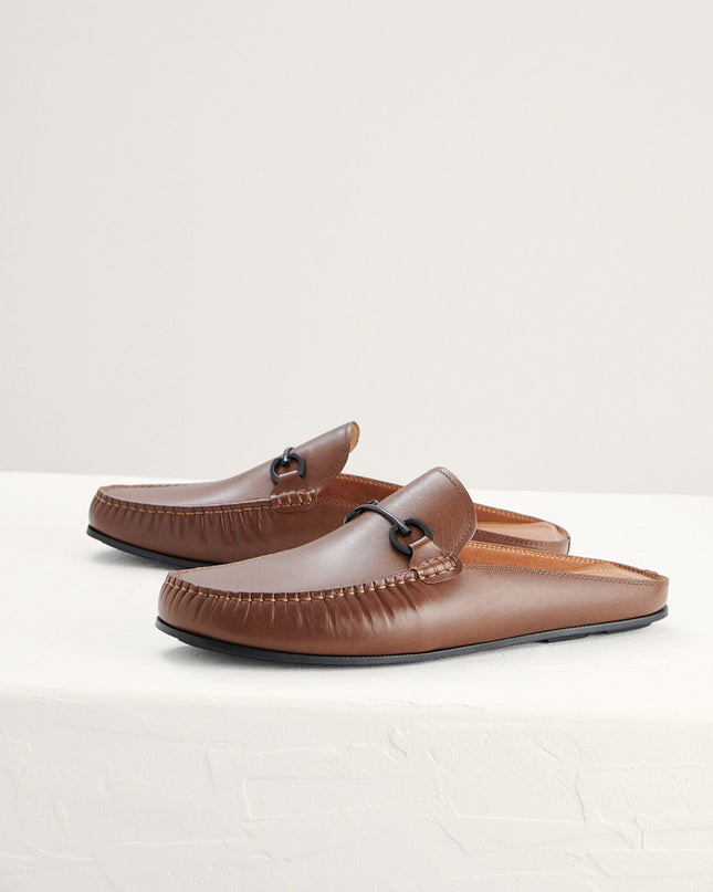 Leather Bit Backless Loafers