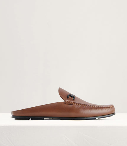 Leather Bit Backless Loafers