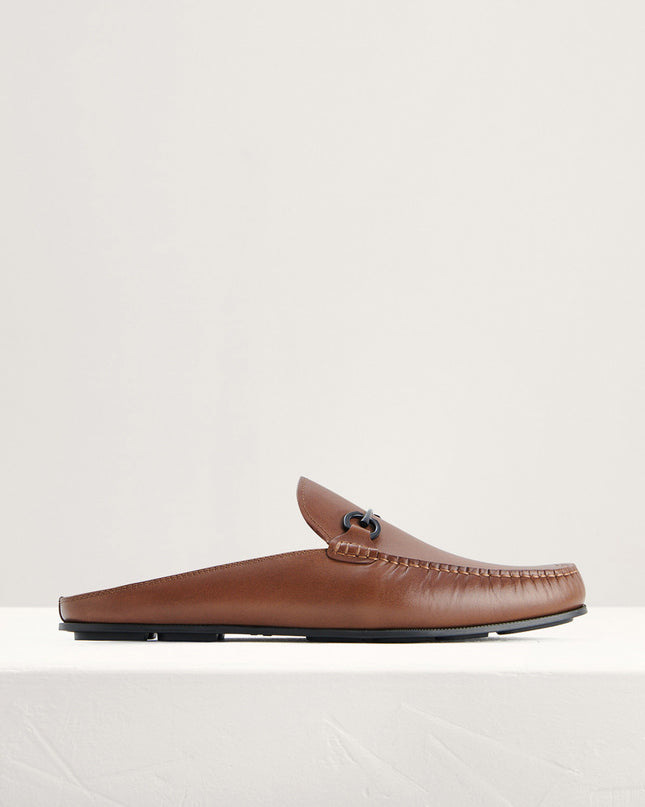 Leather Bit Backless Loafers