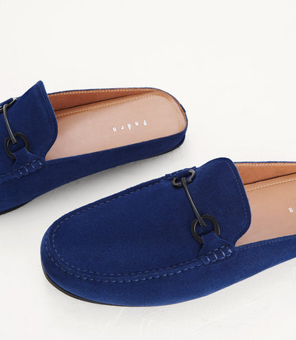 Leather Bit Backless Loafers