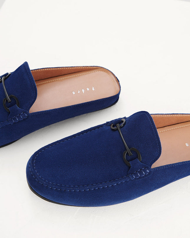 Leather Bit Backless Loafers