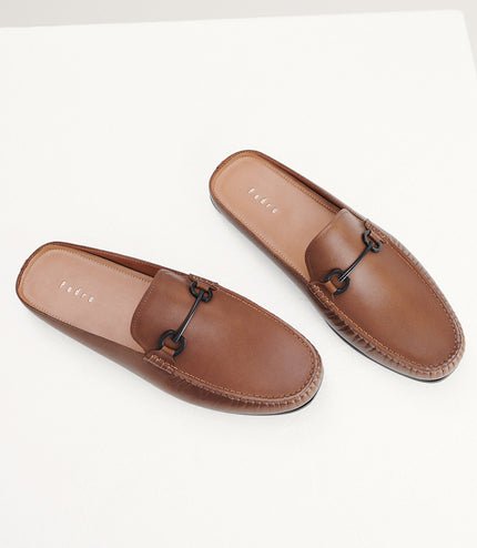 Leather Bit Backless Loafers