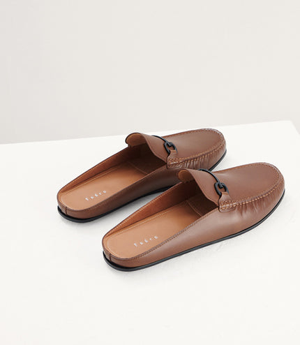 Leather Bit Backless Loafers