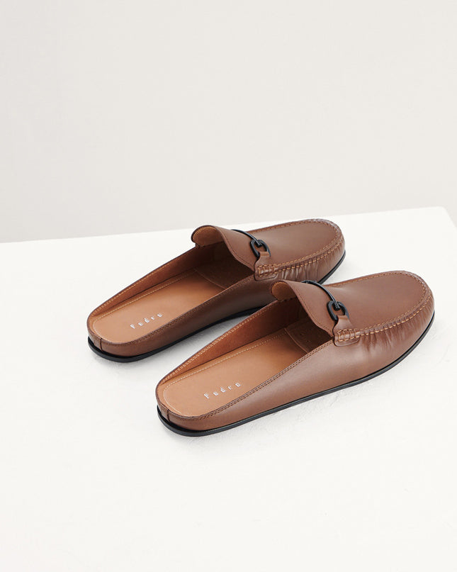 Leather Bit Backless Loafers