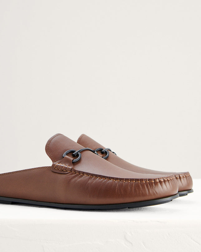 Leather Bit Backless Loafers