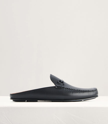 Leather Bit Backless Loafers
