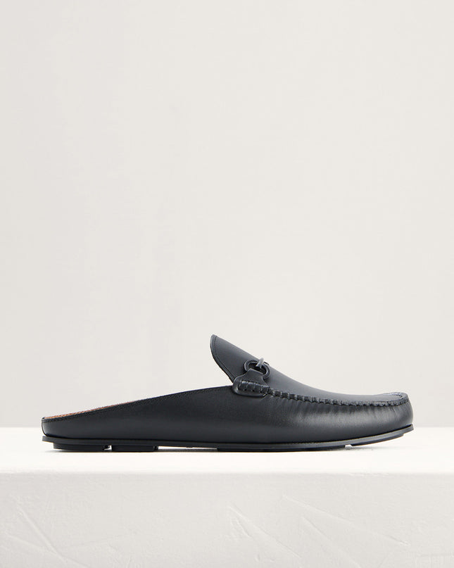 Leather Bit Backless Loafers