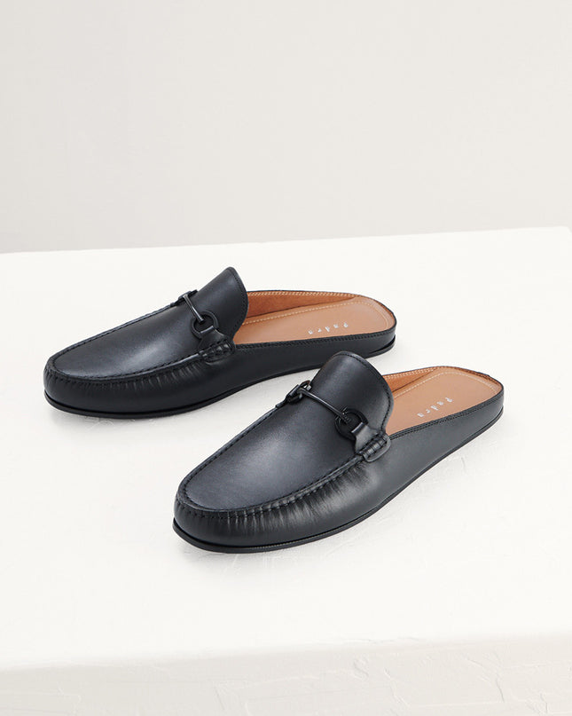 Leather Bit Backless Loafers