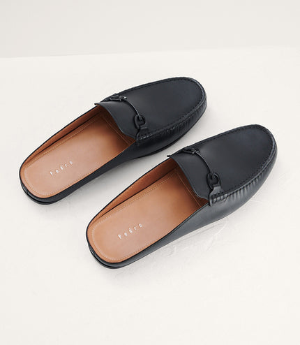 Leather Bit Backless Loafers