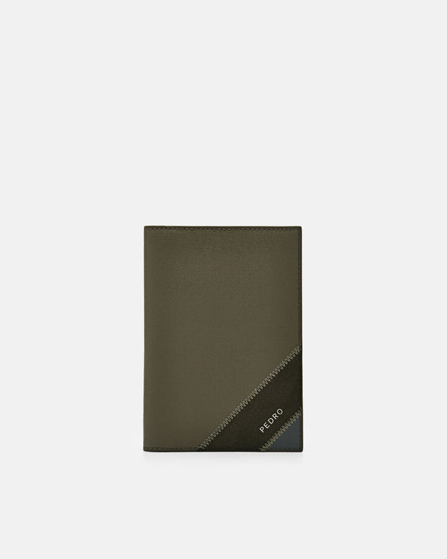 Leather Bi-Fold Passport Holder - Military Green