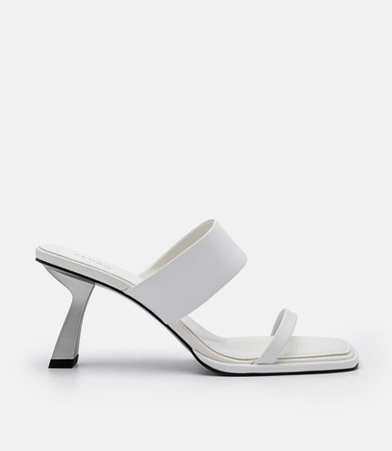 Amelie Leather Heel Sandals - White