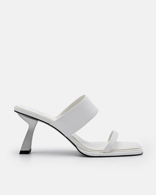 Amelie Leather Heel Sandals - White