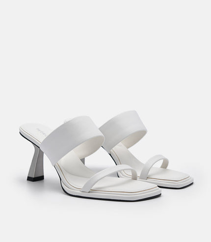 Amelie Leather Heel Sandals - White