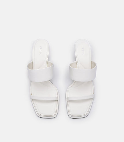 Amelie Leather Heel Sandals - White