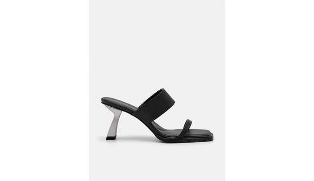Amelie Leather Heel Sandals - Black