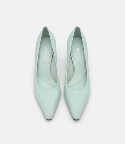 Amelie Leather Pumps - Aqua