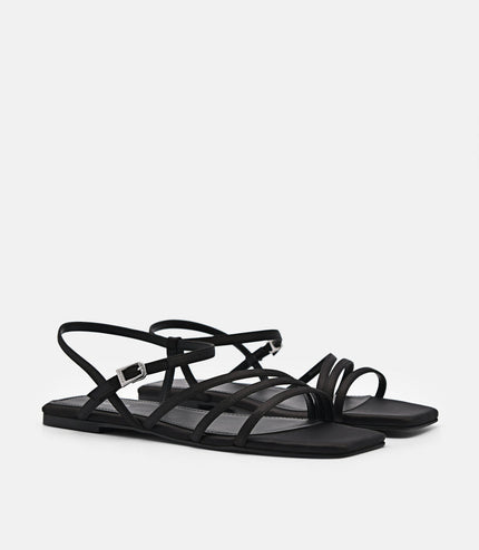 Peggy Ankle Strap Sandals - Black