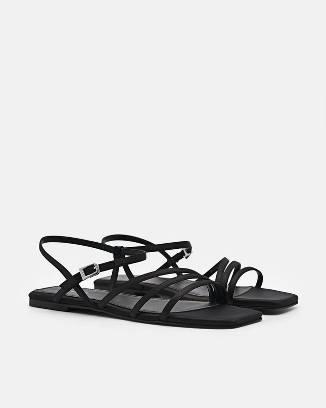 Peggy Ankle Strap Sandals - Black