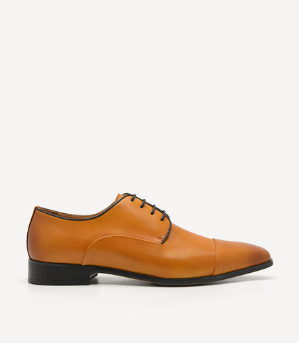 Brando Leather Derby Shoes - Camel