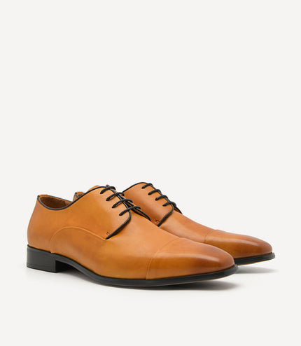 Brando Leather Derby Shoes - Camel