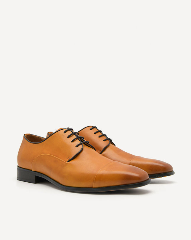Brando Leather Derby Shoes - Camel