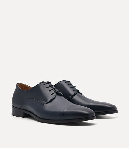 Brando Leather Derby Shoes - Navy