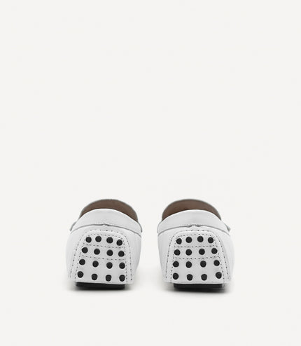Leather Horsebit Moccasins - White