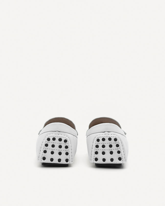 Leather Horsebit Moccasins - White