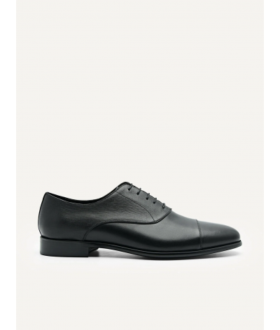 Altitude Lightweight Leather Oxford Shoes - Black