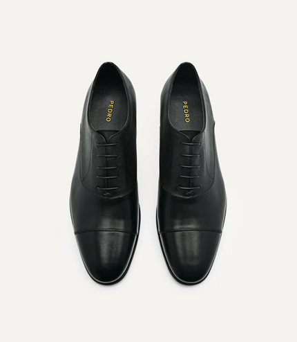 Altitude Lightweight Leather Oxford Shoes - Black